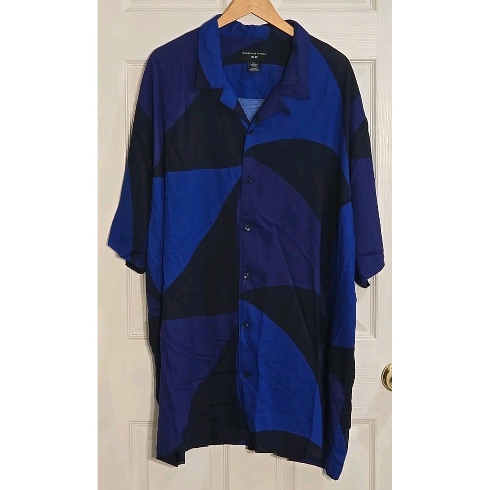 Shaquille O'Neal Shirt 3XL TALL Lightweight Blue Button Down Short Sleeve